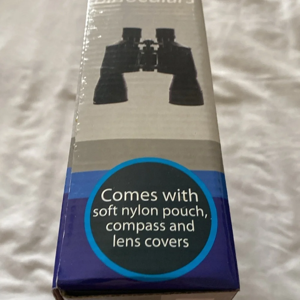 KOLE Imports Black Binoculars with Case and Compass NWOT